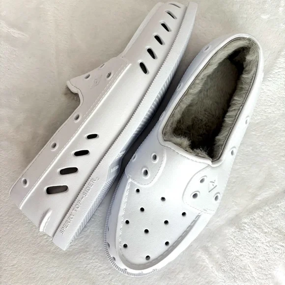 SPERRY Authentic Original Float Cozy Slip-On White Boat Shoe--NEW--8 - Picture 8 of 16